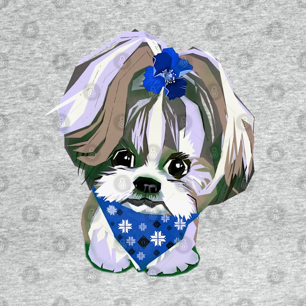 Shih Tzu Dog’s Cute Portrait in Digital Pop Art Style by Shadesandcolor